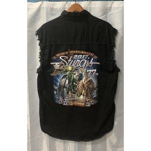 Hot Leathers Black Hills Rally Men's XL Stungis 77th Button Down Biker Shirt